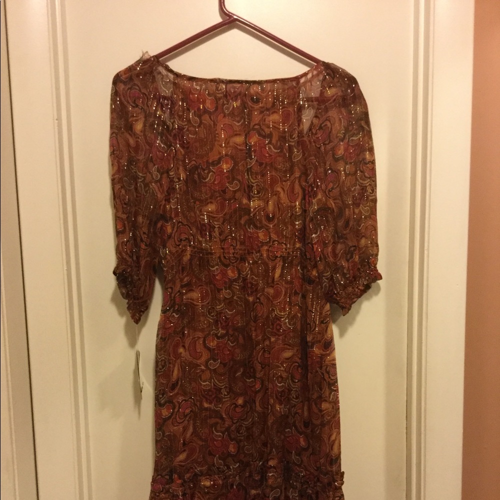 Kensie Rust/Brown Boho Dress L - Picture 5 of 5